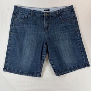 Tommy Hilfiger Womens Denim Bermuda Shorts Medium Wash Stretch Size 14